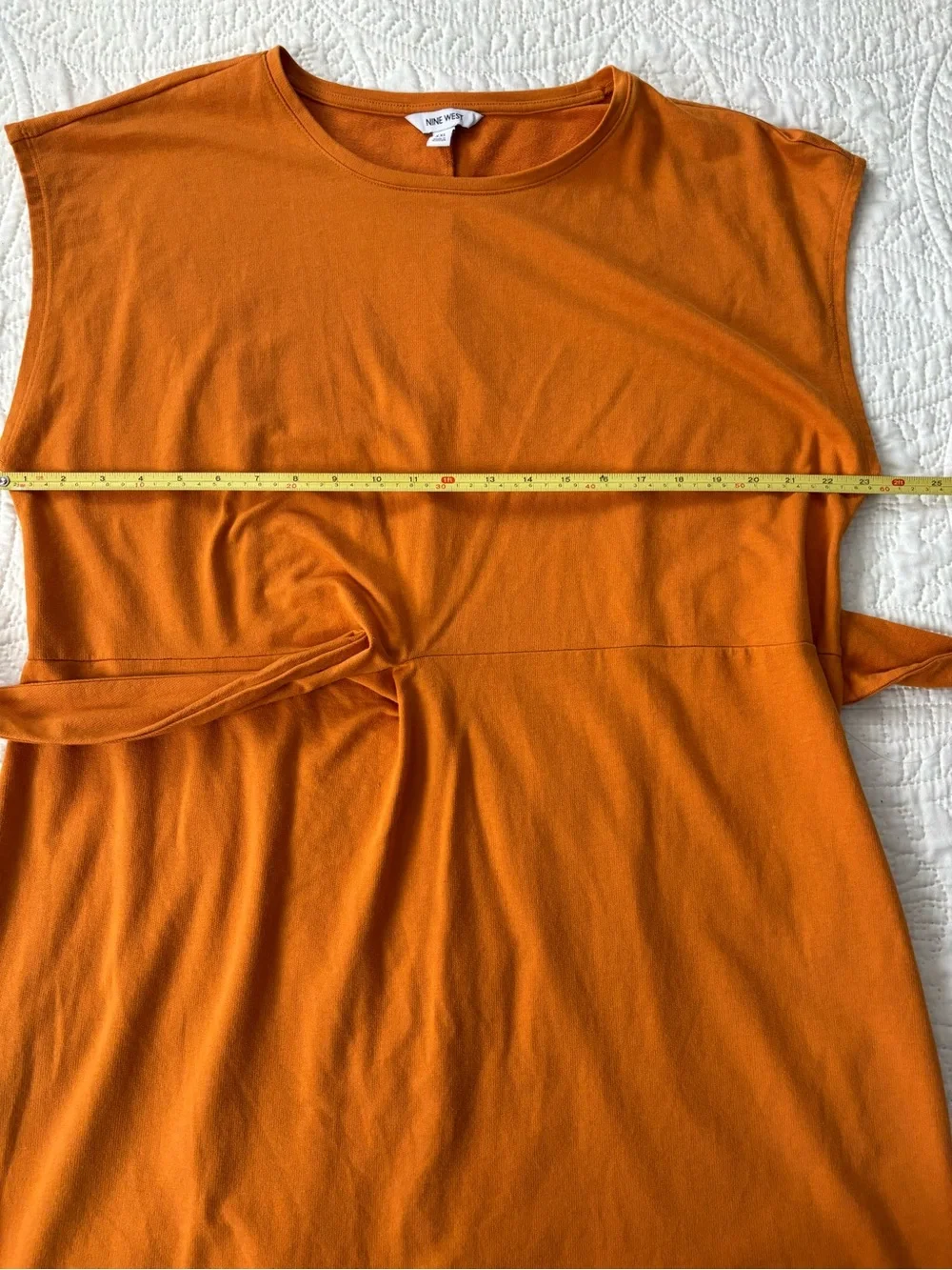 Nine West Yellow-Orange Tie-Waist Mini Dress